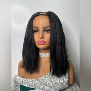 Black U Wig - Kinky Straight Short 14 In - Synthetic Fiber